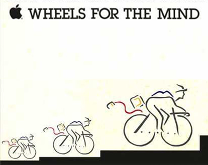 A poster from Apple's 'Wheels for the Mind' ad campaign in the 1980s