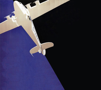 A cropped image of an vintage poster advertising air mail