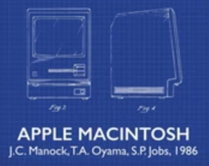 The original Apple Macintosh patent, a black sketch on white paper