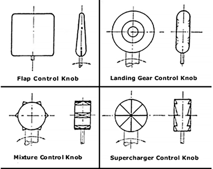 An image of airplane control knobs