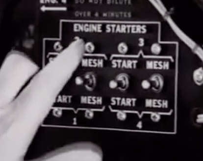 A still from a vintage video teaching pilots how to start a B-17 engine