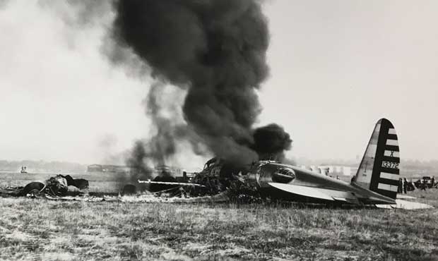 A vintage photo of B-17 crash