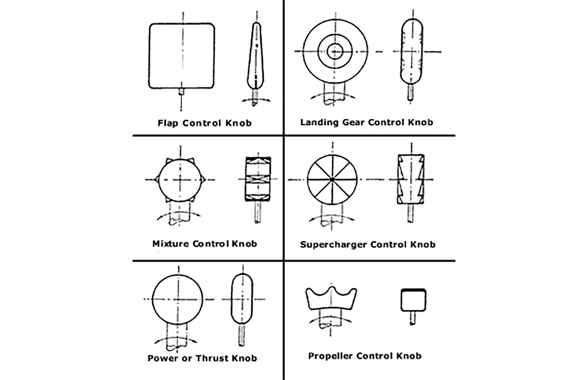 An image of airplane control knobs